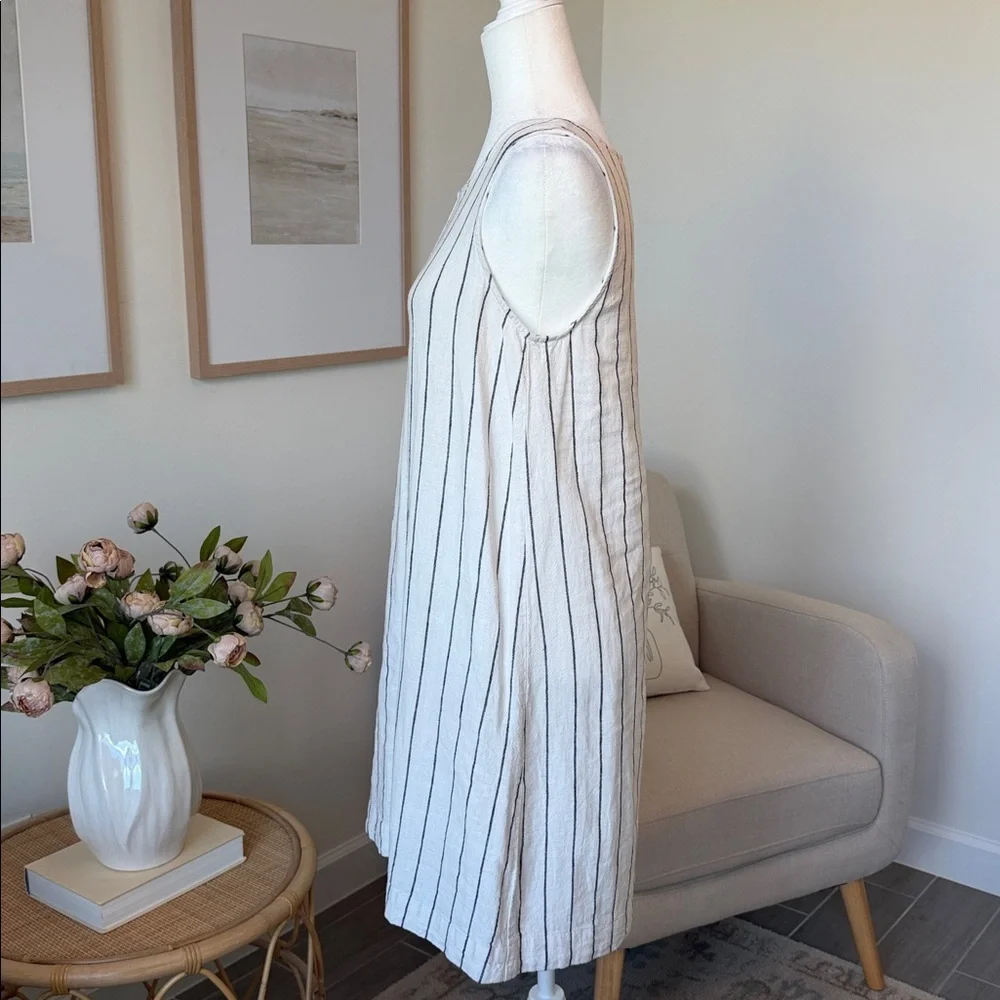 Philosophy Linen Stripe Shift Dress White Black Coastal Euro Summer Minimalist - Picture 6 of 15
